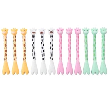 okhobby 12Pcs Cute Giraffe Gel Pens 05mm Black Ink Pen Cartoon Animal Smooth Writing Pen for Party Office