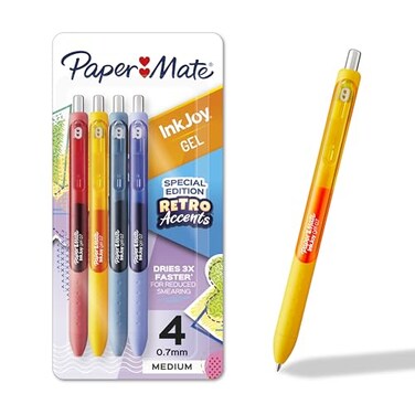 Paper Mate InkJoy Gel Pens Retro Accent Colors Medium Point 07mm Retractable 4 Count