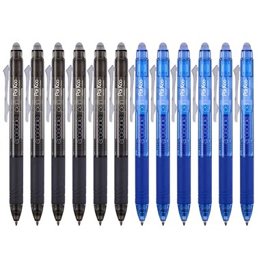 ParKoo Retractable Erasable Gel Pens Clicker Fine Point 07 mm No Need for White Out 6 Black6 Blue Ink for Completing Sudoku and Crossword Puzzles