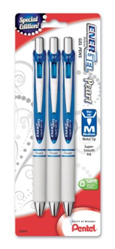 Pentel EnerGel Pearl Deluxe RTX Retractable Liquid Gel Pen 07mm Accent Blue Ink 3 Pack BL77WBP3C
