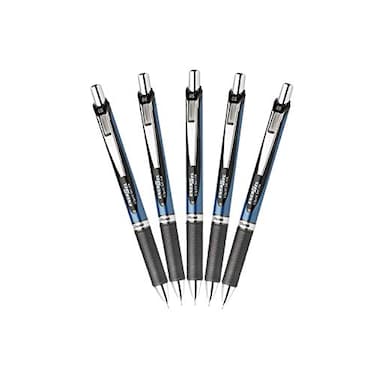 Pentel EnerGel RTX Retractable Liquid Gel Pen 05mm Fine Line Needle Tip Black Ink Pack of 5