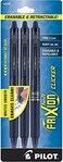 PILOT FriXion Clicker Erasable Pens Refillable Retractable Gel Ink Pens Fine Point 07 mm Navy Ink 1Pack Pack of 3 Ideal for School Journaling Office Writing