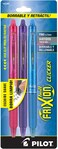 PILOT FriXion Clicker Erasable Refillable Retractable Gel Ink Pens Fine Point PinkPurpleTurquoise Inks 3Pack 31469