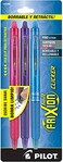 PILOT FriXion Clicker Erasable Refillable Retractable Gel Ink Pens Fine Point PinkPurpleTurquoise Inks 3Pack 31469