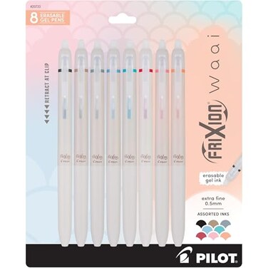 PILOT FriXion Waai Retractable Refillable Erasable Gel Pens Extra Fine Point 05 mm Assorted Ink 8 Count