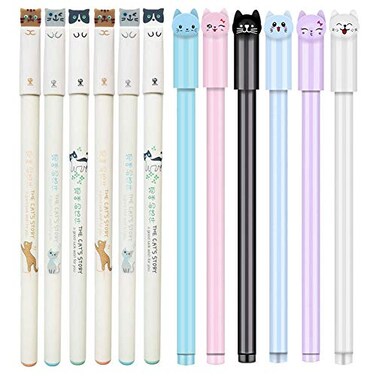 sencoo Sencoo 12 Pieces Black Cute Cat Pen Gel Pens Ball Point Pens for School Office Supplies