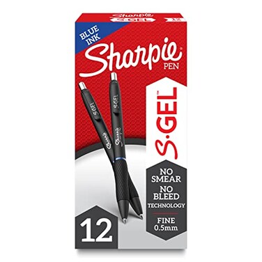 Sharpie SGel Pens Fine Point 05mm Blue Gel Ink 12 Count For Home Office School