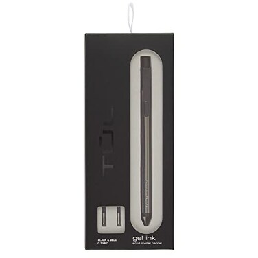 TUL Fine Writing Solid Metal Barrel Retractable Gel Pen With 2 Refills Medium Point 07 mm Gunmetal Gray Barrel Assorted Ink Colors