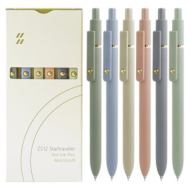 UIXJODO Gel Pens 6 Pcs Black Ink Pens for Women 05mm Fine Point Smooth Writing Pens HighEnd Series Retractable Pens for Journaling Note Taking 6 Pcs Gold Morandi