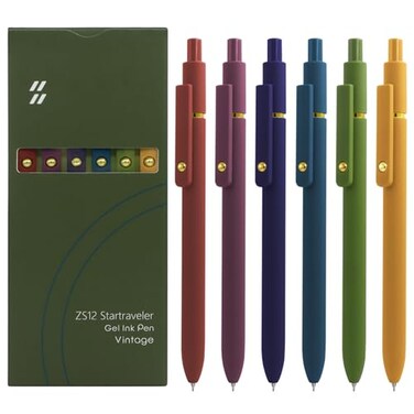UIXJODO Gel Pens 6 Pcs Black Ink Pens for Women 05mm Fine Point Smooth Writing Pens HighEnd Series Retractable Pens for Journaling Note Taking 6 Pcs Gold Vintage