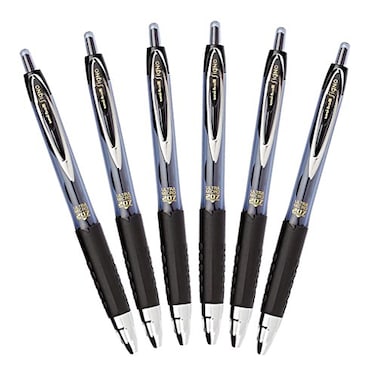 Uni-Ball UniBall Signo 207 Retractable Gel Pen 038mm UltraMicro Point Black Pack of 6
