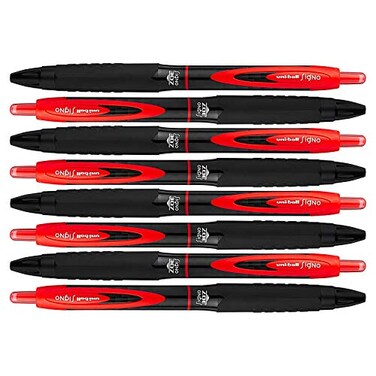 Uni-Ball UniBall Signo 307 Medium Point Retractable Rollerball Gel Pens Red 8 Count