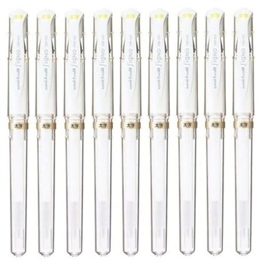 Uni-Ball UniBall Signo Broad Point Gel Impact Pen White Ink 3 pens per Pack japan import 3 pack DESIGN 1 9 in total