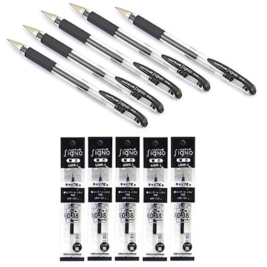 signo Very smooth Uniball Signo Dx UM151 Gel Ink Pen 038 mm x 5 Pcs Black with 5 Reffils