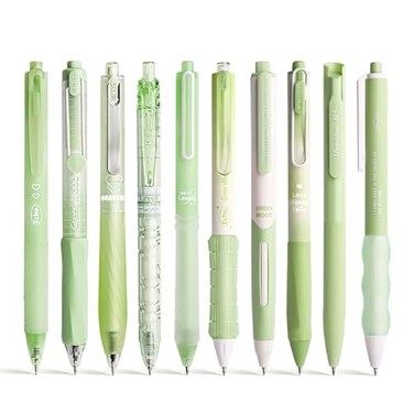 VideMundi 10 Count Pastel Gel Ink Pen SetCute Note Taking 05mm Fine Point Retractable 10 Count Black Ink Pens with for Writing Journaling School Office Green