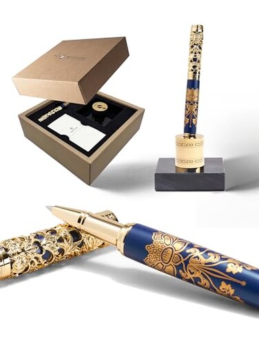 ARTEX Executive Rollerball Pen Sets With StandMuseum CollectionsCrafting Timeless BeautyLuxury Pen Gift Office Desk Decor German SCHMIDT refill Solid Metal Marble Texture