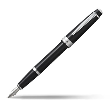 Cross Bailey Light Polished Black Resin Fine Nib Fountain Pen Professional Pen for Effortless Writing Journaling NoteTaking More Black Ink Easy Handling Includes Gift Box