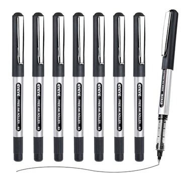 EYEYE Rollerball Pens Black 05mm 8 Pack Extra Fine Point Quick Dry Liquid Ink Pens Fine Point Smooth Writing Pen for Journaling Note Taking Office School Supplies