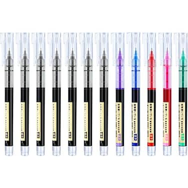 Frienda 12 Pieces Rolling Ball Pens 05 mm Japanese Quick Drying Fine Point Pens Liquid Ink Smooth Writing for Office Student Back to School SuppliesClassic Colors
