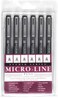 PETER PAUPER PRESS Studio Series MicroLine Pigment Ink Pen Set Set of 6