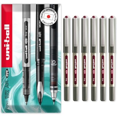 Uni-Ball uniball EYE UB157 Rollerball Pens 07mm Nib Red Pack of 6