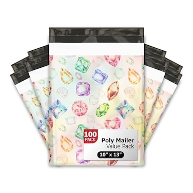 Pro Supply 10x13 100 Gems Diamonds Designer Poly Mailers Waterproof Self Sealing Tear Resistant Polymailers Shipping Envelopes Premium Printed Bags For Small Businesses