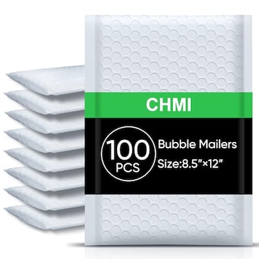 CHMI White Bubble Mailers 85 x 12 Inch 100 Pack Usable Size 825X12 Inch Poly MailersMailing EnvelopesShipping MailerOpaque Self Seal Adhesive Waterproof Bags for Packaging and Shipping