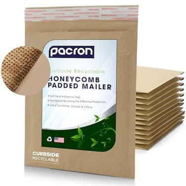 PACRON Biodegradable Compostable Honeycomb Padded Mailers 6x10250pk Recyclable Hex Coat Paper Shipping Envelopes with TamperResistant SelfSeal Durable Brown Mailing Envelopes Made in USA