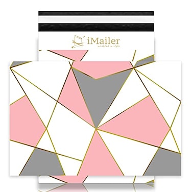 iMailer 100 Count 12 x 155 inch Poly Mailers Shipping Bags Envelope Triangle Print Mailing Package for ClothingSelf Seal