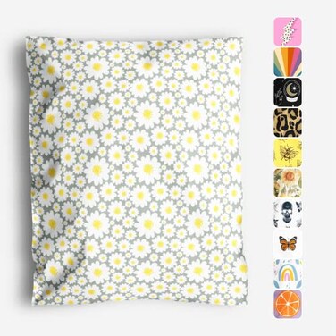 Package Mint 10x13 Poly Mailers Daisy Floral Waterproof TearResistant Shipping Bags with Adhesive Seal 100 Pack