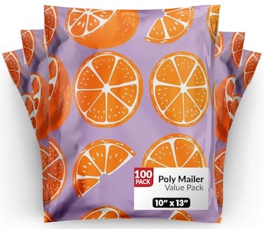 Package Mint 10x13 Poly Mailers Orange Fruit Design Waterproof TearResistant Shipping Bags with Adhesive Seal 100 Pack