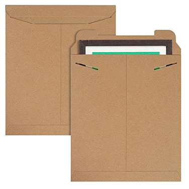 APQ Supply Natural Brown Tab Lock Rigid Mailers 1275 x 15 Inch Pack of 10 Cardboard Envelopes for Photos Documents Sturdy Stay Flat Mailers with Tab Lock Closure Hard Rigid Shipping Envelopes