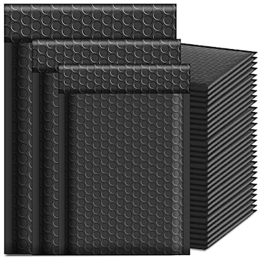 Extrapins 50 Pcs Black Bubble Mailers Poly Padded Envelopes Waterproof Self Seal Adhesive Shipping Bags Bubble Envelopes for Mailing Shipping Packing Small Business