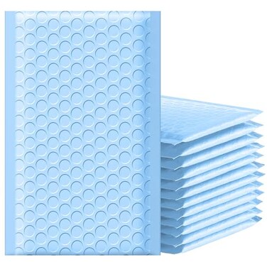 Famagic Bubble Mailers 4x8 Inch 50pc Light Blue Shipping Bags Chic Packaging Bags For Small Business Colored Padded Mailing Envelopes Opaque Matte Self Seal Bubble Poly Mailers Bulk 000