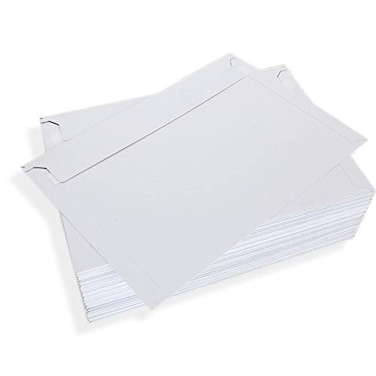FengWu Feng 100 Pack 1275 x 9 Inch Rigid Paperboard Mailers Stay Flat Photo Document Rigid Mailers SelfSeal Cardboard Envelopes White Chipboard Mailers