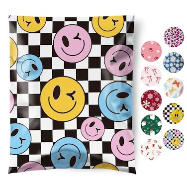 Fuxury Poly Mailers 10x13 Inch 50PcsShipping Bags for ClothesStrong Adhesive Shipping Envelopes for Small Business Self Seal Poly Bag Mailing Envelopes Retro Checkerboard