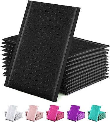 GSSUSA Bubble Mailers 6x10 Usable Size 6x9 Black Bubble Mailer 50 Pack Padded Envelopes Small Packaging Mailing Envelope Bags Shipping Bag Bulk Pack Self Seal Package Mail Packing Business Supplies
