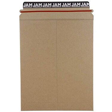 JAM Paper JAM PAPER StayFlat Photo Mailer Envelopes with Peel Seal Closure 9 x 11 12 Brown Kraft 6 Rigid MailersPack