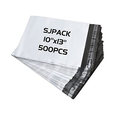 SJPACK 10x13inch 500 Bags 25 Mil Poly Mailers Envelopes Bags With Selfsealing Strip White Bags