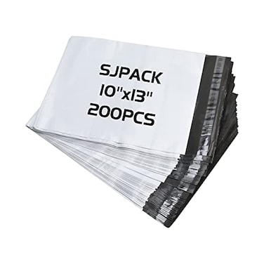 SJPACK 10x13inch Poly Mailers 200pcs 25 Mil Envelopes Bags With Selfsealing Strip White Poly Bags