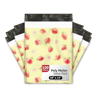 Pro Supply 10x13 100 Watercolor Strawberries Designer Poly Mailers Waterproof Self Sealing Tear Resistant Polymailers Shipping Envelopes Premium Printed Bags For Small Businesses