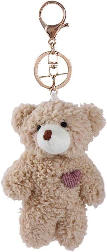 Galepromot Brown Bear Pink Heart Plush Stuffed Keychain For Backpack Plush Soft Cotton Key Chain For DIY Keychain Crafts Stuffed AnimalsCar Accessories
