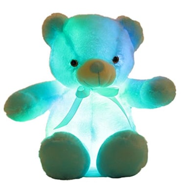 elfishgo Creative Light Up LED Inductive Teddy Bear Stuffed Animals Plush Toy Colorful Glowing Teddy Bear 20 InchBlue