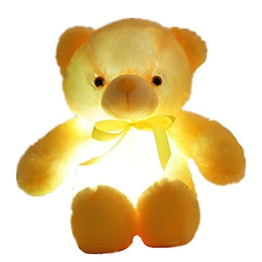 elfishgo Creative Light Up LED Inductive Teddy Bear Stuffed Animals Plush Toy Colorful Glowing Teddy Bear 20 InchYellow