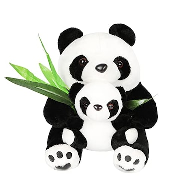 AIXINI 12 Plush Panda Stuffed Animal with Baby Soft Toy Native Mom Baby Bamboo Plush