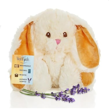 1i4 Group Bashful Bunny Microwavable Easter Stuffed Animal Weighted Heatable and Coolable Lavender Scented Plush for Kids and Adults 15 lb Warm Pals