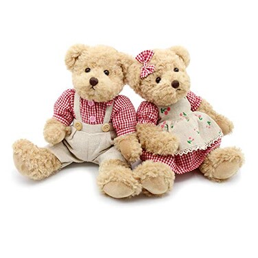 oits cute Oitscute 2Pack Teddy BearCute Stuffed AnimalCouple Gift Soft Plush Toy 11inch Red Plaid Clothes