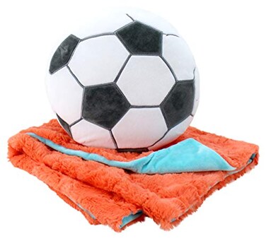 Animal Adventure Cuddle Bundles Soccer Theme SuperSoft Machine Washable Blankie Plush Toy Blue and Orange One Size