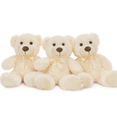 MaoGoLan 3 Pieces Bulk Soft Beige Stuffed Animals 135 Cuddly Mini Teddy Bears for Baby Shower Wedding Party Engagement
