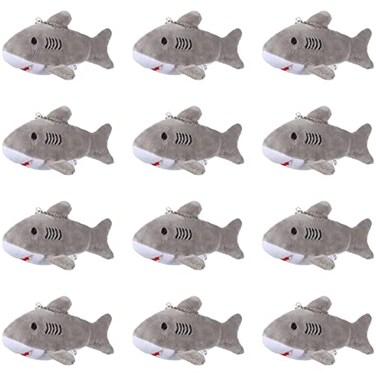 Chalyna Mini Shark Stuffed Animal Plush Small Shark Keychain Bulk Soft Toys Ocean Animal Party Favors Summer Kids Toys for Childrens Day Birthday Baby Shower 47 InchNo LightGray